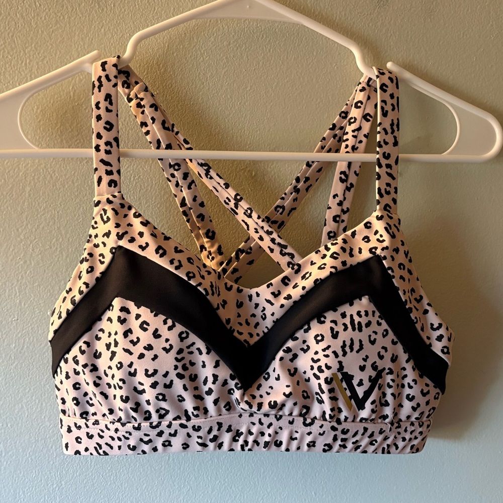 Vull Sport Leopard Print Strappy Sports Bra Women’s Large